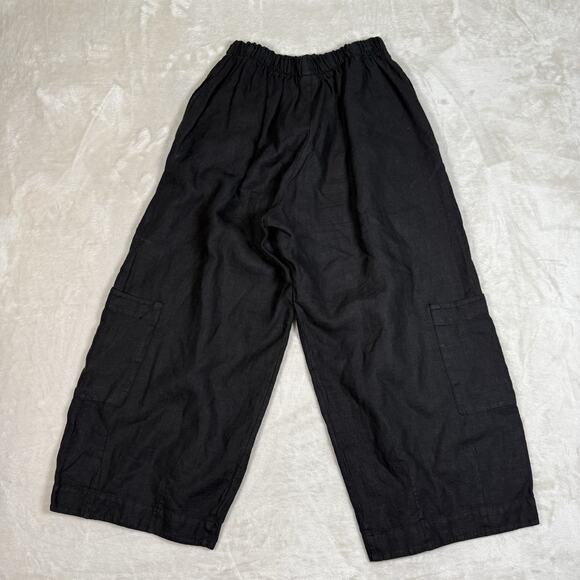 Bryn Walker 100% Linen Black Pants Women's Size XXS Wide Leg Crop Pockets - Picture 7 of 10
